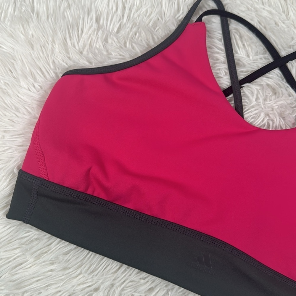 Adidas Pink & Grey Crossback Sports Bra - Picture 2 of 5